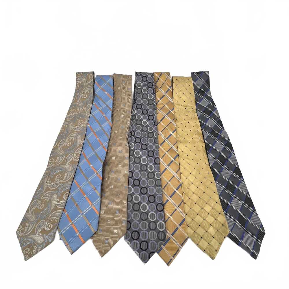 KORS Michael Kors Tie Brown/Blue Geometric Silk 7pk | OS Regular